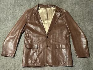 Vintage Vagabond New Hampshire Brown Leather Blazer Jacket Mens 46 From 1970’s